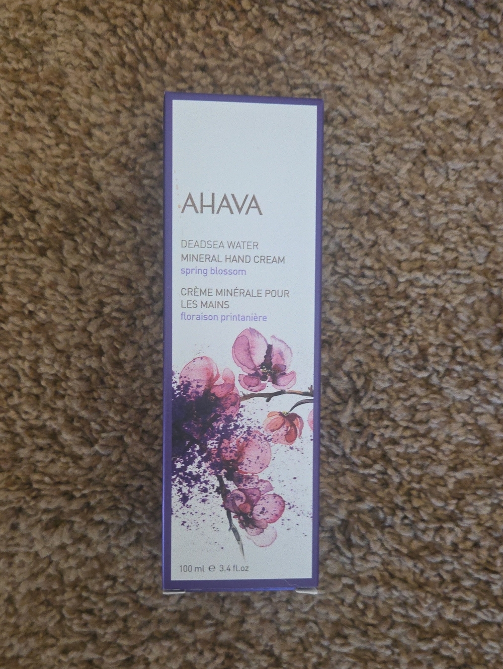 AHAVA Deadsea Water Mineral Hand Cream — Purple and Pink Floral Design